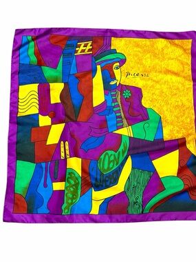 Vintage Picasso Cubist Art Scarf Panel Colorful Double Scarf